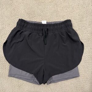 Gymshark Black and Gray Athletic Shorts with Elastic Waistband